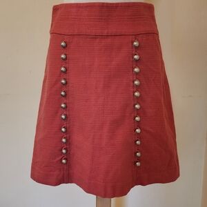 Red Embellished A-Line Skirt Knee-Length
